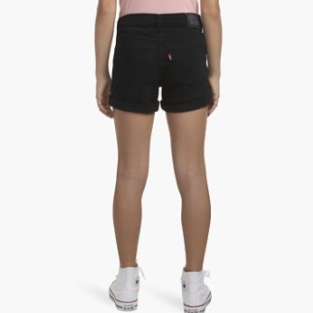 Levi's Girls' Kids Girlfriend Black Cuffed Hem Stretch Midrise Shortie Short 10 - Picture 5 of 13